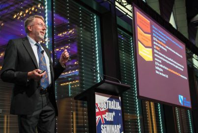 Adrian Barden presenting the Australia Day Seminar 2019
